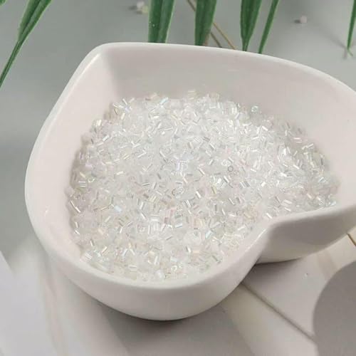Stiftperlen, Stickperlen, 1000 Stück/Packung 1,5 mm Glasröhre Silber DIY Rocailles Transparent 15/0 Glas Stiftperlen for Bastelschmuck Bekleidungszubehör-Orange(AB White) von KOINEN