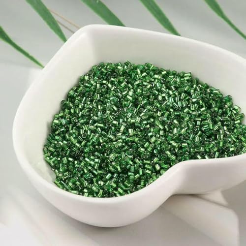 Stiftperlen, Stickperlen, 1000 Stück/Packung 1,5 mm Glasröhre Silber DIY Rocailles Transparent 15/0 Glas Stiftperlen for Bastelschmuck Bekleidungszubehör-Orange(Dark Green) von KOINEN