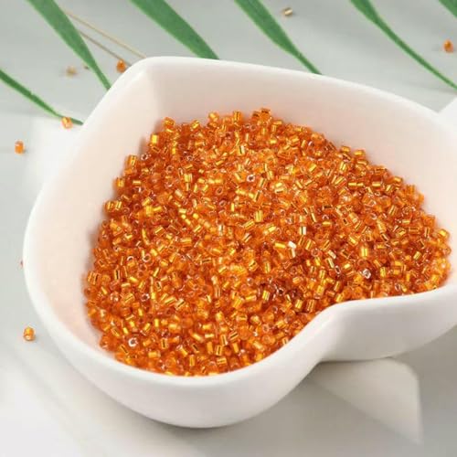 Stiftperlen, Stickperlen, 1000 Stück/Packung 1,5 mm Glasröhre Silber DIY Rocailles Transparent 15/0 Glas Stiftperlen for Bastelschmuck Bekleidungszubehör-Orange(Orange) von KOINEN