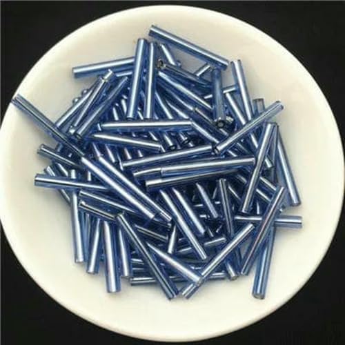 Stiftperlen, Stickperlen, 48 Stück/Los, 2,5 x 20 mm lang, Größe Silberkern, tschechische Glasperlen, Rohr for Schmuck, Bekleidungszubehör, 6 Farben erhältlich, Metallgrau(Light Blue) von KOINEN
