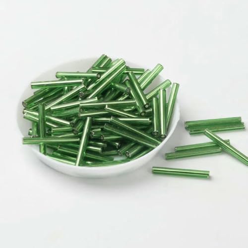Stiftperlen, Stickperlen, 48 Stück/Los, 2,5 x 20 mm lang, Größe Silberkern, tschechische Glasperlen, Rohr for Schmuck, Bekleidungszubehör, 6 Farben erhältlich, Metallgrau(Light Green) von KOINEN