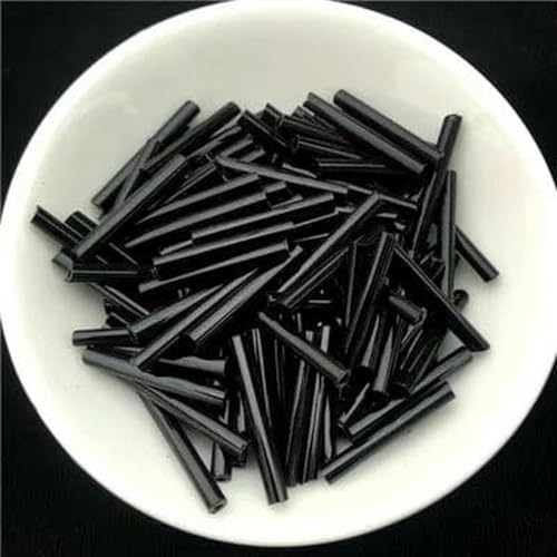 Stiftperlen, Stickperlen, 48 Stück/Los, 2,5 x 20 mm lang, Größe Silberkern, tschechische Glasperlen, Rohr for Schmuck, Bekleidungszubehör, 6 Farben erhältlich, Metallgrau(Solid Black) von KOINEN