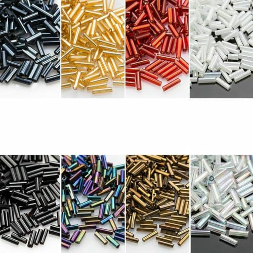 Stiftperlen, Stickperlen, 6,5 mm, 30 g/Beutel, lange, runde Glasperlen for DIY-Hochzeitsfeier-Dekoration, Schmuckzubehör, Bastelzubehör, Nr. 49(Mixed color) von KOINEN