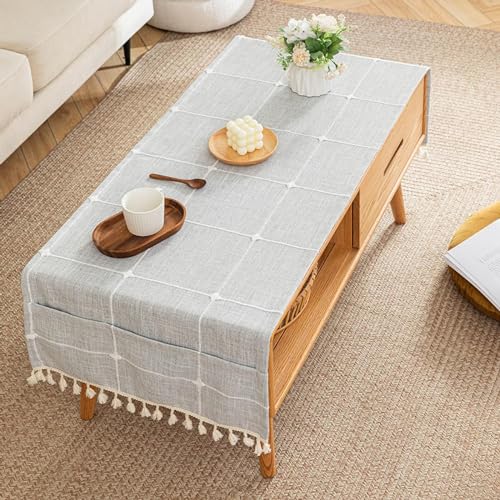 Webtischdecke,Leinentischdecke, Tischdecke mit Taschen, Wohnzimmertischdecke, rechteckige Teetischdecke, Bauernhaus-Tischdecken-60 x 180 cm (24 x 71 Zoll)-N ( Color : C , Size : 60*145cm(24*57inch) ) von KOINEN