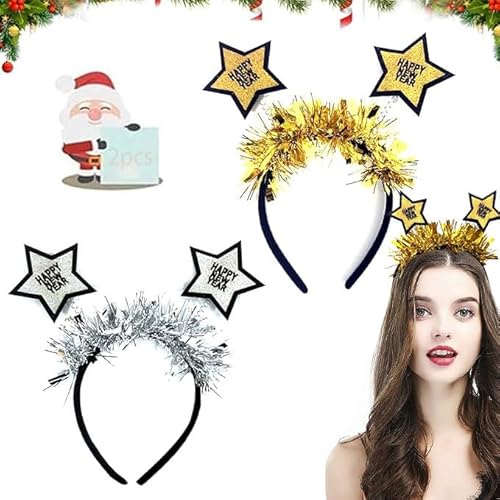Happy New Year Haarreif, 2 Stück Silvester Kopfschmuck, Haarreifen Happy New Year Silvester Party Haarreif, Silvester Deko 2025 Tiara, Silvester Stirnband mit Silber Gold für Silvester Party (A) Happy New Year Haarreif, 2 Stück Silvester Kopfschmuck, Haarreifen Happy New Year Silvester Party Haarreif, Silvester Deko 2025 Tiara, Silvester Stirnband mit Silber Gold für Silvester Party (A) von KOIROI
