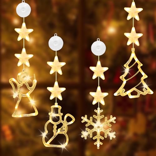 4er Set LED Weihnachtsbeleuchtung, LED Saugnapf Weihnachten Lichter, Weihnachtsbeleuchtung Fenster, Fensterbeleuchtung Weihnachten, Led Weihnachtsdeko Lichterkette für Weihnachten Deko, Balkon, Party 4er Set LED Weihnachtsbeleuchtung, LED Saugnapf Weihnachten Lichter, Weihnachtsbeleuchtung Fenster, Fensterbeleuchtung Weihnachten, Led Weihnachtsdeko Lichterkette für Weihnachten Deko, Balkon, Party von KOIROI