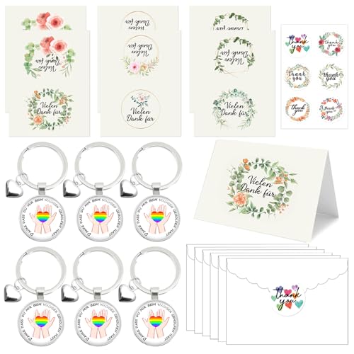 6 Sets Abschiedsgeschenk Erzieherin, Abschiedsgeschenk Kindergarten Danke Dass Du Mir Beim Wachsen Geholfen Hast, inkl. Schlüsselanhänger,Karte,Aufkleber und Umschlag,Geschenke für Erzieherinnen von KOIROI
