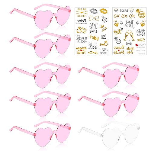 KOIROI Bride Herz Brille, 8 Stück Partybrille Herz Sonnenbrille, 1 Braut+7 Team Braut Brille+2 Team Bride Tattoo Aufkleber, JGA Accessoires, JGA Partybrillen Set für Hochzeit Bachelorette Party KOIROI Bride Herz Brille, 8 Stück Partybrille Herz Sonnenbrille, 1 Braut+7 Team Braut Brille+2 Team Bride Tattoo Aufkleber, JGA Accessoires, JGA Partybrillen Set für Hochzeit Bachelorette Party von KOIROI