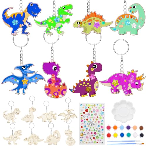 Dinosaurier Holz Bastelset - 16 Stück Schlüsselanhänger für Kinder, Dino Holz Basteln für Mädchen Jungen, DIY Geburtstag Handwerk Dinosaurier Holz Bastelset - 16 Stück Schlüsselanhänger für Kinder, Dino Holz Basteln für Mädchen Jungen, DIY Geburtstag Handwerk von KOIROI