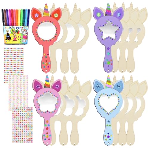 Einhorn Basteln, 12 Stück DIY Holzspiegel Handwerk für Kinder, Kindergeburtstag Einhorn Holzspiegel, Mini Holz Einhorn Spiegel, Einhorn Kindergeburtstag Holz für Kinder Geschenk Party Einhorn Basteln, 12 Stück DIY Holzspiegel Handwerk für Kinder, Kindergeburtstag Einhorn Holzspiegel, Mini Holz Einhorn Spiegel, Einhorn Kindergeburtstag Holz für Kinder Geschenk Party von KOIROI