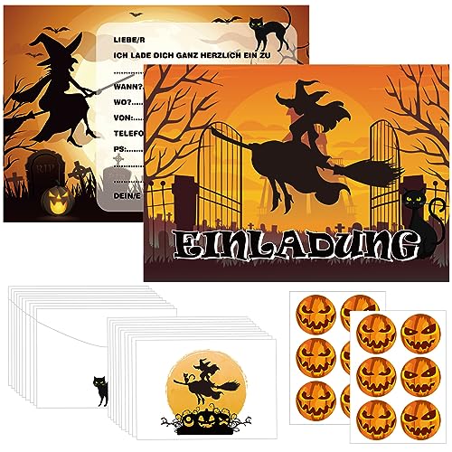 Halloween Einladungskarten Kinder, 12 Halloween Party Einladungen, gruselige Einladungen zur Halloween-Party mit Umschlägen und Halloween Aufklebern, Einladung für Grusel Party Kindergeburtstag (A) Halloween Einladungskarten Kinder, 12 Halloween Party Einladungen, gruselige Einladungen zur Halloween-Party mit Umschlägen und Halloween Aufklebern, Einladung für Grusel Party Kindergeburtstag (A) von KOIROI