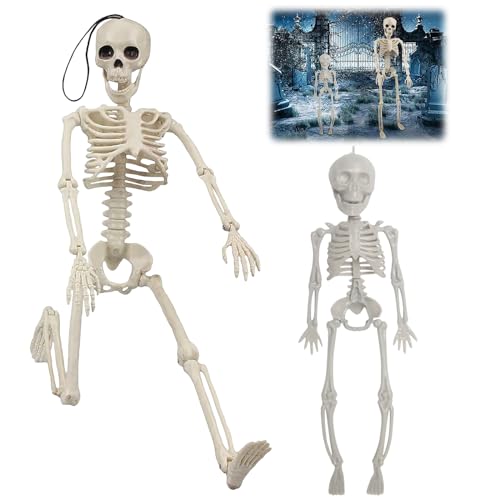 Halloween Skelett, 2 Stück Halloween Skelette Ganzkörper Skelette, 40CM+28CM Hängende Skelette, Halloween Deko Skelett, Bewegliche Gelenkknochen, Halloween Friedhof Dekorationen, Spukhaus Zubehör Halloween Skelett, 2 Stück Halloween Skelette Ganzkörper Skelette, 40CM+28CM Hängende Skelette, Halloween Deko Skelett, Bewegliche Gelenkknochen, Halloween Friedhof Dekorationen, Spukhaus Zubehör von KOIROI
