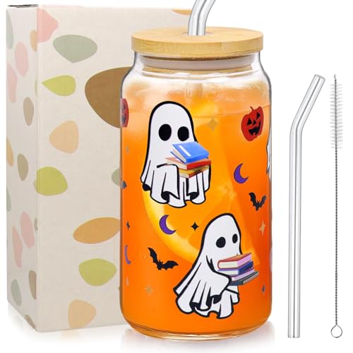 Halloween Tasse, 500ml Trinkbecher mit Deckel und Strohhalm, Kürbis Glas, Halloween Becher Gläser, Trinkglas, Herbst Kürbis Geist Glas Tasse für Frauen Helloween Thanksgiving Party Geburtstag Geschenk Halloween Tasse, 500ml Trinkbecher mit Deckel und Strohhalm, Kürbis Glas, Halloween Becher Gläser, Trinkglas, Herbst Kürbis Geist Glas Tasse für Frauen Helloween Thanksgiving Party Geburtstag Geschenk von KOIROI