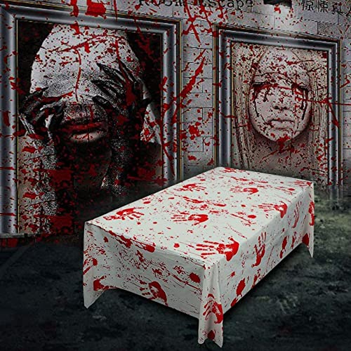 Halloween Tischdecke, 130x260 cm Blutige Tischdecke, Wasserdicht Blutige Tischdecke Halloween, Blutige Tisch-Decke Blut Halloween Horror Grusel gruslig Deko Karneval Fasching von KOIROI