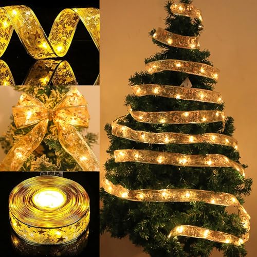 KOIROI Weihnachtsband Lichter, 500cm 50 LED Glänzende Lichterketten, Weihnachtsbaum Beleuchtung, Christmas Tree Lights, Band für Innen Außen von KOIROI