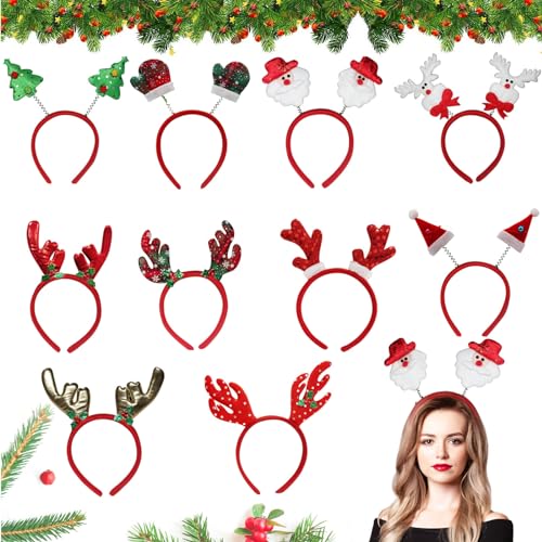 Weihnachts Haarreif, 10 Stück Weihnachts Haarschmuck, Rentier Haarreif, Kopfschmuck Weihnachten, Weihnachts Kostüm Zubehör, Christmas Decorations, Weihnachten Deko, Weihnachten Photo Booth Props (B) von KOIROI