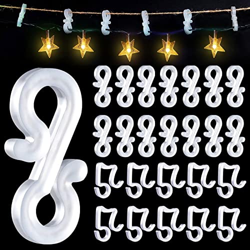 Weihnachtslicht Clips, 100 Stück Kunststoff Lichterkette Haken Weihnacht Licht Clips, Dachrinne Lichterkette, Lichterkette Halterung, S Clips, Lichterketten Haken für Weihnachten Dekoration (50S+50) von KOIROI