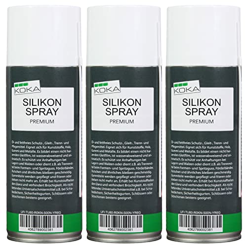 KOKA Silikon-Spray Gleitmittel Trennmittel Schmiermittel Gummi-Pflege (3 x 400 ml) von KOKA