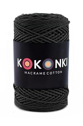 Makramee-Schnur aus Baumwolle Macrame Cotton By KOKONKI/Ralle 200m / (Schwarz) von KOKONKI