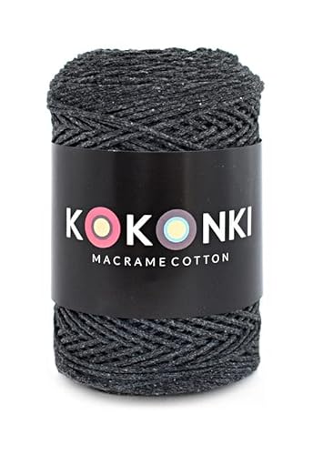 Makramee-Schnur aus Baumwolle Macrame Cotton By KOKONKI / Ralle 200m / (dunkelgrau) von KOKONKI