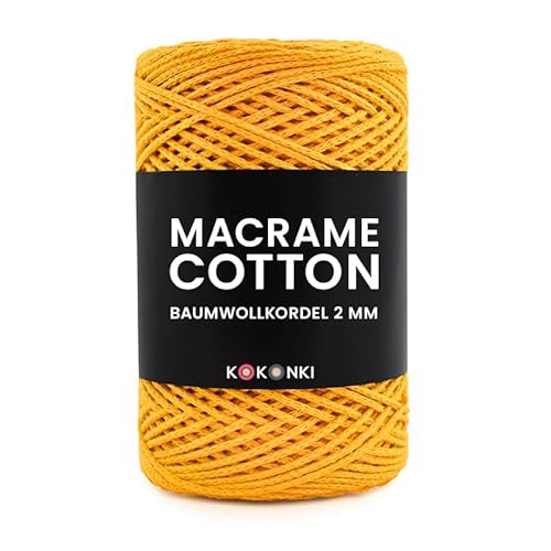 Makramee-Schnur aus Baumwolle Macrame Cotton By KOKONKI 2mm / Ralle 200m (Kurkuma) von KOKONKI
