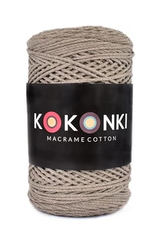 Makramee-Schnur aus Baumwolle Macrame Cotton by KOKONKI 2mm / Ralle 200m (Dunkelbeige) von KOKONKI