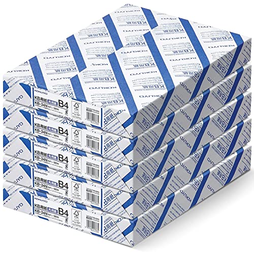 Kokuyo B4 (9,8 × 35,3 cm) KB-Papier, 5 Ries (2500 Blatt), 64 g/m², 80 hell – perfekt für juristische Dokumente, technische Handbücher und Forschungspapiere – FSC-zertifiziert, Japan Import (KB-L31TN) von KOKUYO