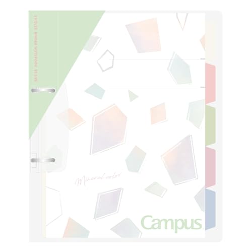 Kokuyo Campus Notizbuch, nachfüllbar, B5, schmal, 2-Ringbuch, Notizbuch mit 5 Fächern, 100 Blatt Kapazität Geeignet für lose Blätter mit 26 Löchern, Mineral Pistaziengrün (Le-PP358-L4LG) von KOKUYO