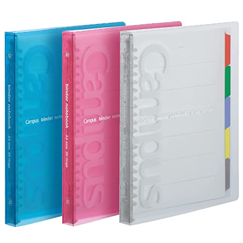 Kokuyo Campus RU-P133 Schiebebuch, schmal, A5, 20 Löcher, bis zu 65 Blatt, 3 Farben, Japan Import (blau, rosa, transparent) von KOKUYO