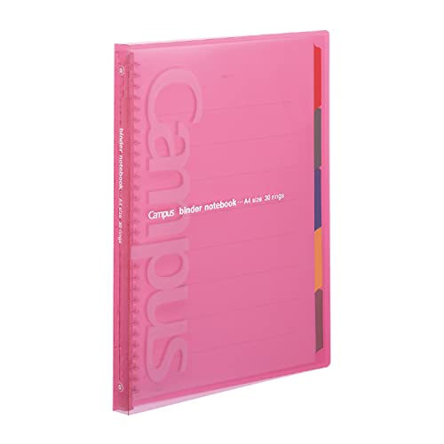 Kokuyo Campus Schiebeordner mit 5 Registerkarten, schmaler Typ, A4, 30 Löcher, bis zu 65 Blatt, Rosa, Japan Import (RU-P173NP) von KOKUYO