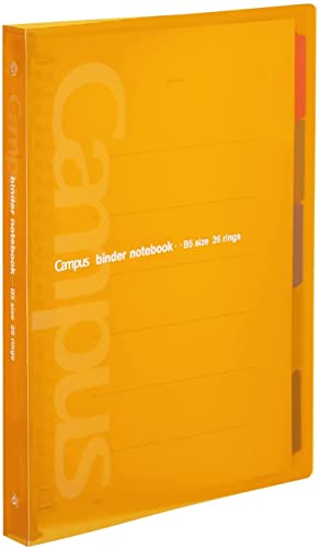 Kokuyo Campus Slide Binder mit 5 Registerkarten, mittlere Ausführung, B5, 26 Löcher, bis zu 100 Blatt, Orange, Japan Import (RU-P333NYR) von KOKUYO