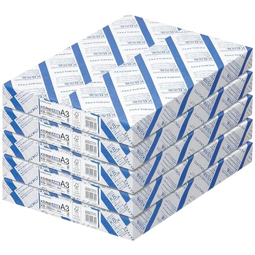 Kokuyo Druckerpapier, 5 Ries A3 KB Kopierpapier Stärke 0,09 mm, 64 g/m², 80 hell (ISO), 2500 (500 x 5) Blatt, FSC-zertifiziert, Japan Import.(KB-38N) von KOKUYO