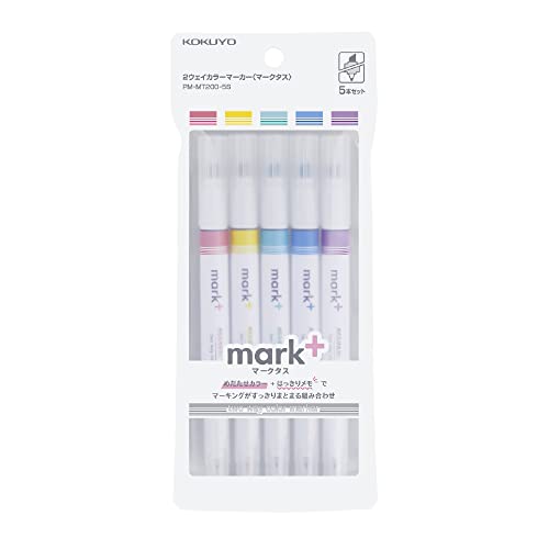 KOKUYO Mark+ PM-MT200-5S Zwei-Wege-Farbmarker, 5er-Pack (Rosa, Blau, Grün, Violett und Gelb) von KOKUYO