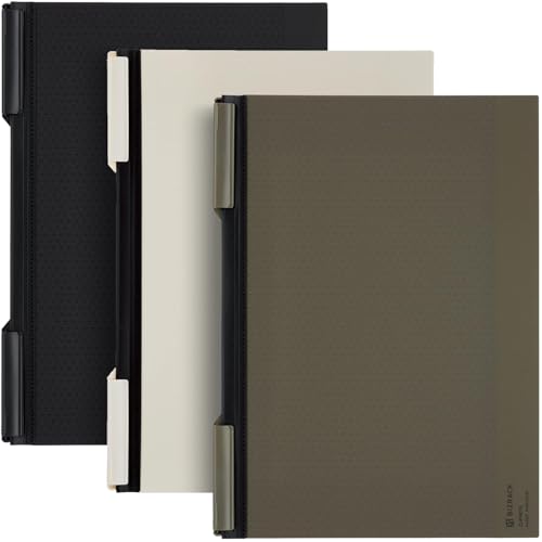 Kokuyo Swing Clip Folders 3 Pack A4 and Letter Size File Folder, Up to 25 Sheets, Bizrack Clipnote Punchless Report Folder, Black, Olive, Off-White, Japan Import von KOKUYO