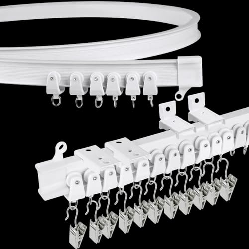 KOLAKO Flexible Deckenvorhangschiene, 3 m, biegbar, strapazierfähig, weißes PVC & Stahl, gebogen und gerade, Wand- oder Deckenmontage, Erkerfenster kompatibel KOLAKO Flexible Deckenvorhangschiene, 3 m, biegbar, strapazierfähig, weißes PVC & Stahl, gebogen und gerade, Wand- oder Deckenmontage, Erkerfenster kompatibel von KOLAKO