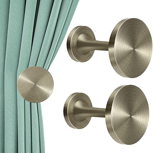 KOLAKO Vorhanghalterungen, Metall-Vorhang-Raffhalter, Haken, antikes Messing, moderne dekorative Wandhalterung, Fenstervorhanghalter, Vorhanghalterungen, 1 Paar (rundes Medaillon) von KOLAKO