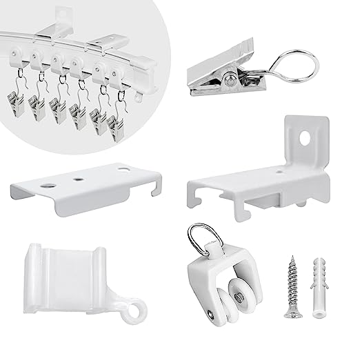 KOLAKO Vorhangschienenzubehör für Deckenvorhangschiene, 4,6 m, flexibel, biegbar, Vorhangschiene, Wanddeckenhalterung, Schienenrollen, Vorhang-Clips, Haken, weiß KOLAKO Vorhangschienenzubehör für Deckenvorhangschiene, 4,6 m, flexibel, biegbar, Vorhangschiene, Wanddeckenhalterung, Schienenrollen, Vorhang-Clips, Haken, weiß von KOLAKO