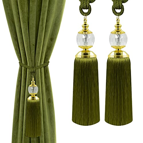 Quasten-Vorhang-Raffhalter, grüne Raffhalter für Vorhänge, Kristallperlen, Vorhangquasten, Halter, Vorhanghalter für Vorhänge, Krawatten, handgewebte Bauernhausvorhänge, Quaste, Raffhalter, Seil, 2 Quasten-Vorhang-Raffhalter, grüne Raffhalter für Vorhänge, Kristallperlen, Vorhangquasten, Halter, Vorhanghalter für Vorhänge, Krawatten, handgewebte Bauernhausvorhänge, Quaste, Raffhalter, Seil, 2 von KOLAKO