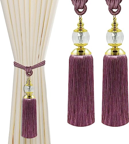 Vorhang-Quasten-Raffhalter, Kristallkugel-Vorhangquasten, Raffhalter für Vorhänge, Vorhanghalter, Quasten, Vorhang-Zugbänder, dekorative violette Vorhanghalter, durchsichtige Vorhänge, 2 Stück Vorhang-Quasten-Raffhalter, Kristallkugel-Vorhangquasten, Raffhalter für Vorhänge, Vorhanghalter, Quasten, Vorhang-Zugbänder, dekorative violette Vorhanghalter, durchsichtige Vorhänge, 2 Stück von KOLAKO