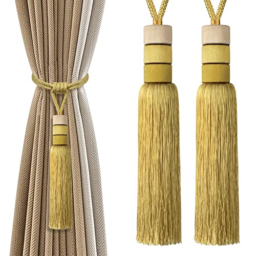 Vorhang-Raffhalter, goldfarben, Taseel, handgefertigt, groß, geflochten, dekorativ, Vorhanghalter, Seil, elegante europäische Drapier-Raffhalter für Fenstervorhänge, 1 Paar Vorhang-Raffhalter, goldfarben, Taseel, handgefertigt, groß, geflochten, dekorativ, Vorhanghalter, Seil, elegante europäische Drapier-Raffhalter für Fenstervorhänge, 1 Paar von KOLAKO