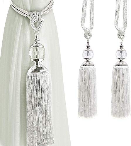 Vorhang-Raffhalter, Kristall-Vorhanghalter, Haken, handgefertigt, Vorhang-Raffhalter, Quaste, Kugel, Vorhang-Raffhalter, Heimdekoration, 2 Stück, Beige / Weiß Vorhang-Raffhalter, Kristall-Vorhanghalter, Haken, handgefertigt, Vorhang-Raffhalter, Quaste, Kugel, Vorhang-Raffhalter, Heimdekoration, 2 Stück, Beige / Weiß von KOLAKO