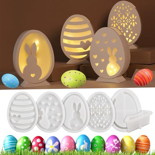 Silikonform Ostern Eier, 6 Stück Silikonformen Gießformen Ostern, 3D Hase Silikonformen Gießformen Ostern, Ostereier zum Gießen Silikonform, Gießform Kerzenformen Zum Gießen für DIY (white) von KOLGEIKJ