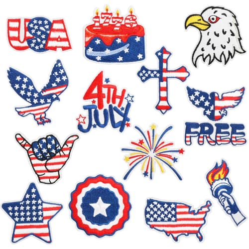 Aufnäher zum Aufbügeln, Motiv: Unabhängigkeitstag, niedliche USA-Flagge, Stern-Adler-Design, zum Aufnähen, bestickt, Reparaturflicken, Basteln, festliche Geschenke für Kleidung, Hut, Hemd, Tasche Aufnäher zum Aufbügeln, Motiv: Unabhängigkeitstag, niedliche USA-Flagge, Stern-Adler-Design, zum Aufnähen, bestickt, Reparaturflicken, Basteln, festliche Geschenke für Kleidung, Hut, Hemd, Tasche von KOLONAMS
