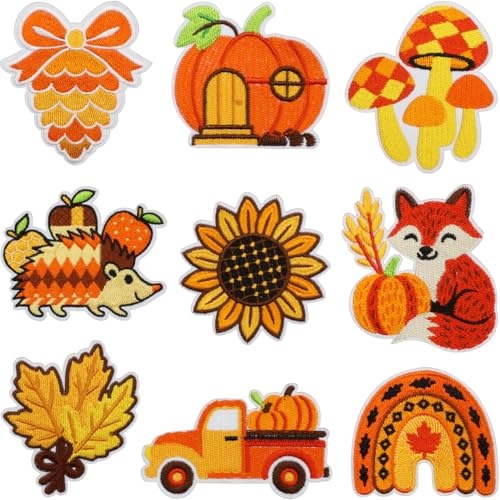 Aufnäher zum Aufbügeln für Kleidung, Herbst-Thema, bestickte Applikationen, Orange, Herbst, Ahornblatt, Kürbis, Eichhörnchen, Auto-Design, zum Aufnähen, Reparaturflicken für Jacken, Taschen Aufnäher zum Aufbügeln für Kleidung, Herbst-Thema, bestickte Applikationen, Orange, Herbst, Ahornblatt, Kürbis, Eichhörnchen, Auto-Design, zum Aufnähen, Reparaturflicken für Jacken, Taschen von KOLONAMS
