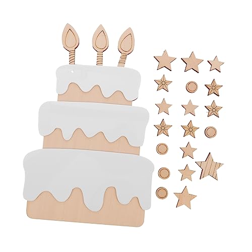 KOMBIUDA 1 Satz Dekoration aus Holzspänen Kuchen verzieren Baby-Wanddekoration Geburtstagshackschnitzel Wandschmuck zum Geburtstag schneiden schmücken Karte einführen Requisiten von KOMBIUDA