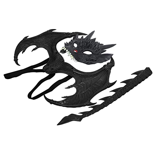 KOMBIUDA 1 Satz Drachenmaskenflügel Halloween LED Dinosaurier hallowen masks kinderkleider tiermasken flügel kostüm Cosplay-Requisite für Cosplay-Kostüm für Gummischaum Black von KOMBIUDA