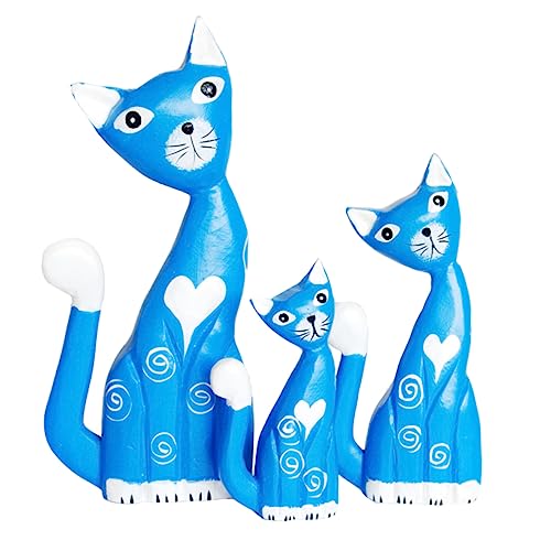 KOMBIUDA 3 Stücke Katze Familie Statue Holz Dekorationen Katze Figurine Ornament Für Wohnkultur KOMBIUDA 3 Stücke Katze Familie Statue Holz Dekorationen Katze Figurine Ornament Für Wohnkultur von KOMBIUDA