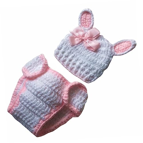 KOMBIUDA 1 Satz Handgemachtes Neugeborenen Kostüm Fotografie Requisite mit Niedlichem Hasen Design Ostern aus Hautfreundlichem Baumwollgarn für Jungen von KOMBIUDA