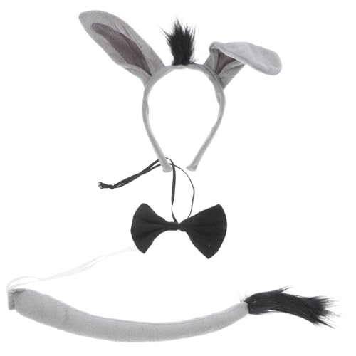 KOMBIUDA Esel-haarband Und Fliege Kostümzubehör-set Stirnband Und Fliege Halloween-cosplay-requisite Esel Rollenspiel-zubehör von KOMBIUDA