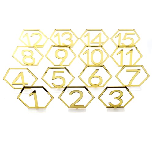 KOMBIUDA 1 Satz Tischkarten aus Sechseckige Hohle Goldene Nummern für Hochzeiten und Tischdekoration für Veranstaltungen KOMBIUDA 1 Satz Tischkarten aus Sechseckige Hohle Goldene Nummern für Hochzeiten und Tischdekoration für Veranstaltungen von KOMBIUDA